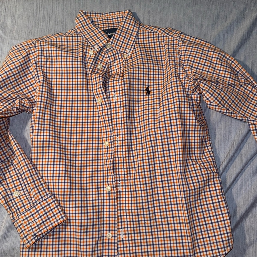 Ralph Lauren boys orange button down shirt size 6